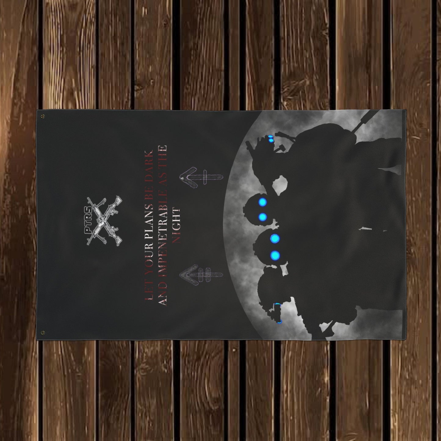 Tactical Night Ops Flag — Machine Gun Squad with Sun Tzu Quote